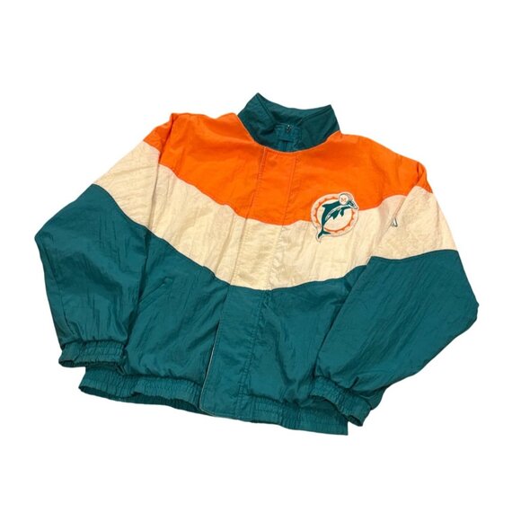 Vintage 1990's Apex One Miami Dolphins NFL Full Zip Windbreaker Jacket Medium - Picture 4 of 8